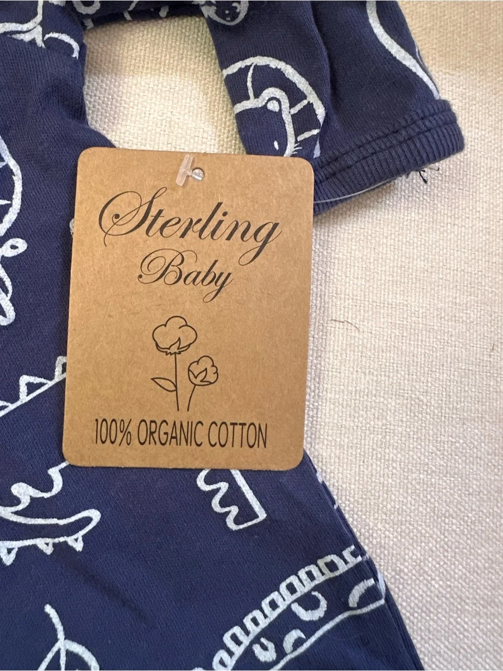 Sterling Baby Navy Organic Cotton Footie with Lion & Crocodile Print